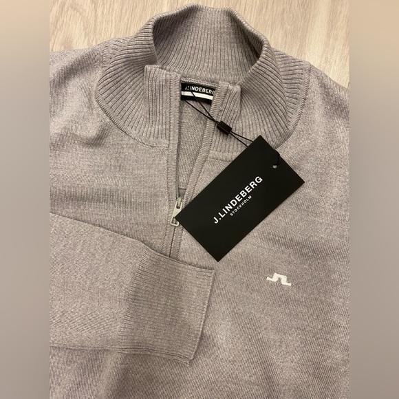 J Lindeberg Zam Zipped Sweater Mens XXL Grey Melange 1/4 Zip 839A 01082935 - Picture 1 of 9